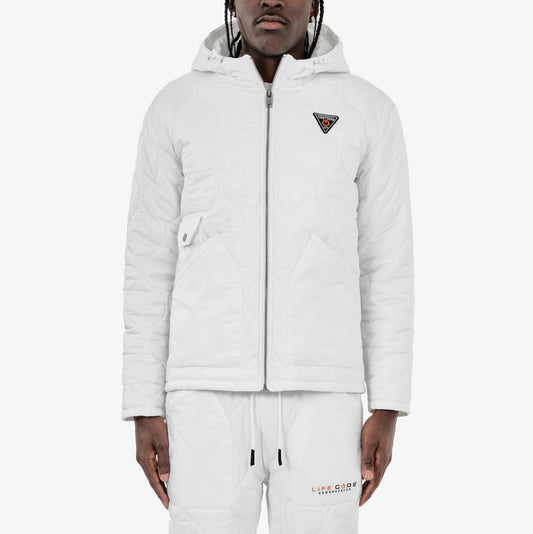 J61. WHITE FULL-ZIP QUILT JACKET