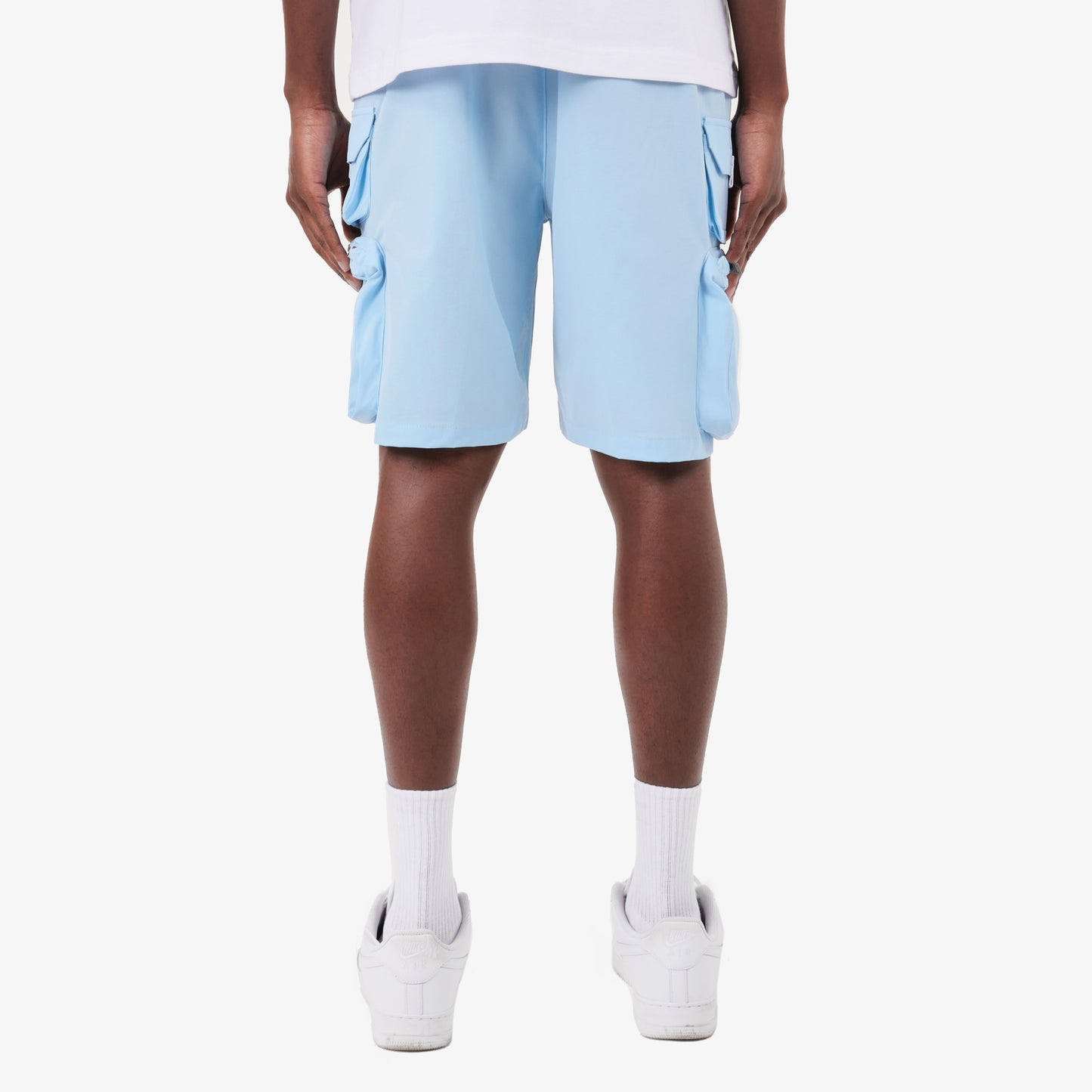 P68. LIGHT BLUE NYLON SHORTS W/ CARGO POCKETS