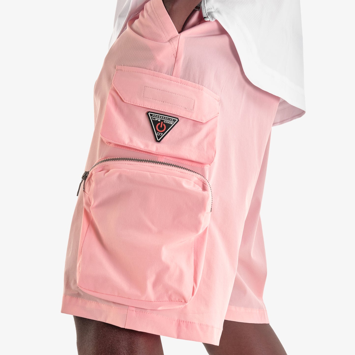 P51. PINK NYLON SHORTS W/ CARGO POCKETS