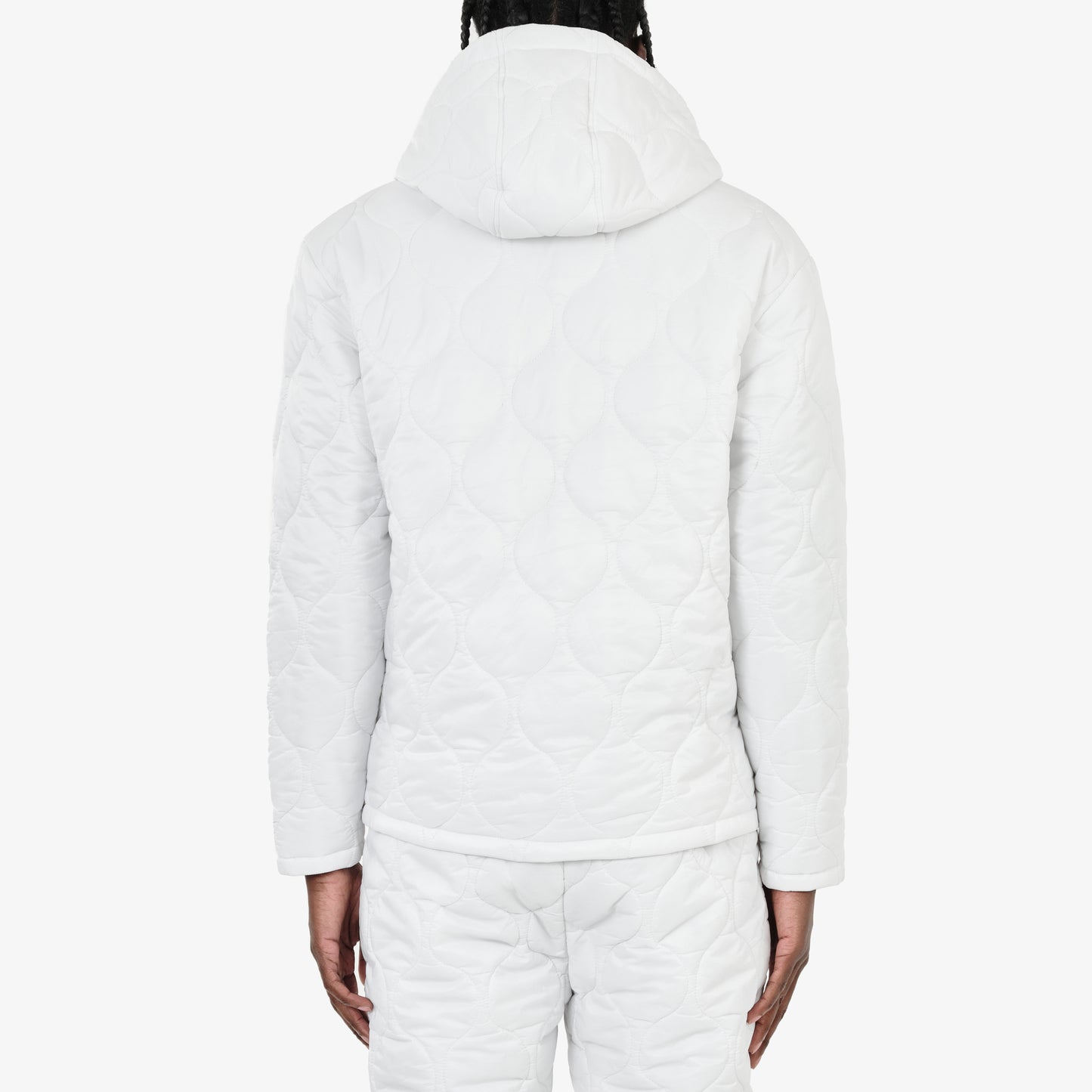 J61. WHITE FULL-ZIP QUILT JACKET