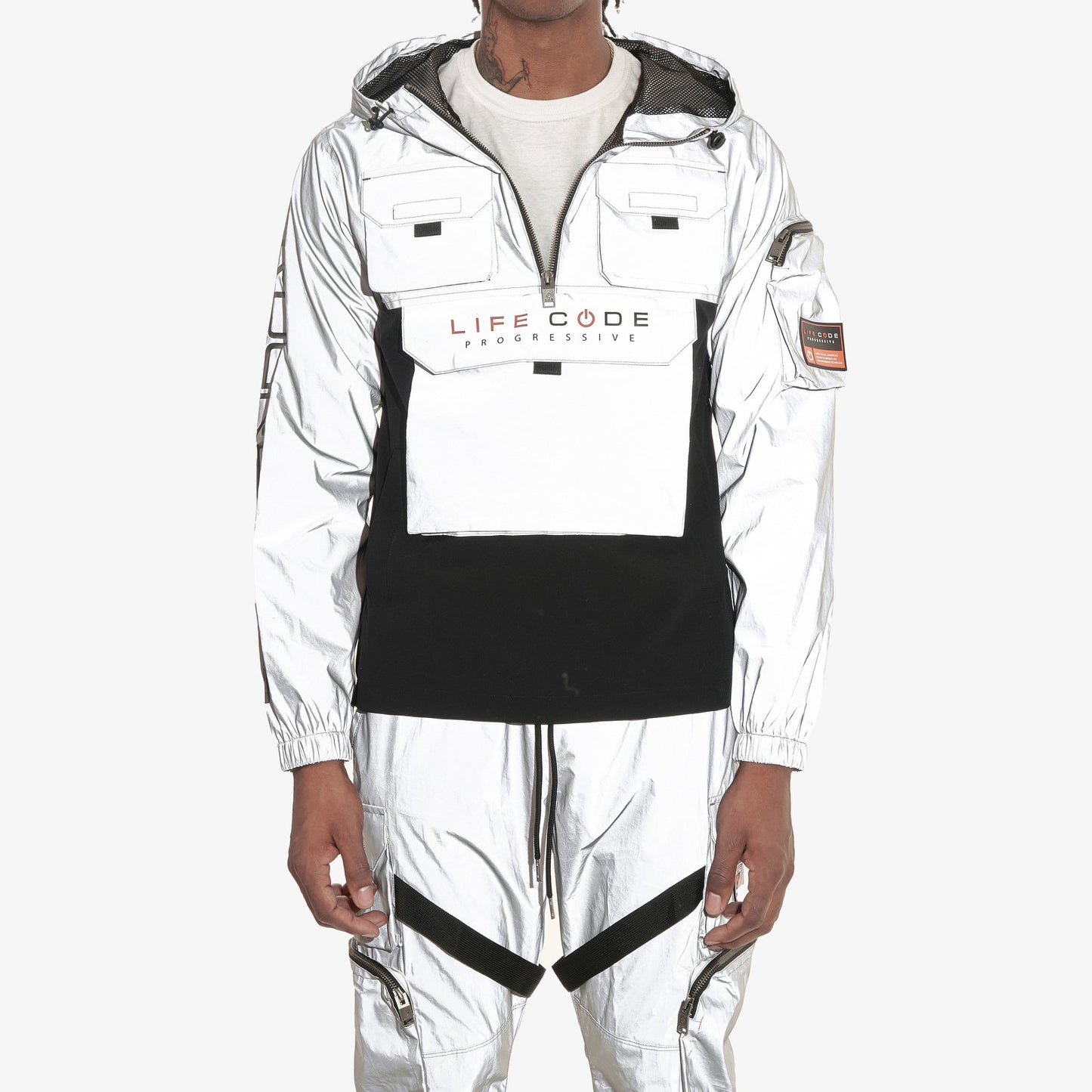 J03. SILVER (REFLECTIVE) PULLOVER WINDBREAKER