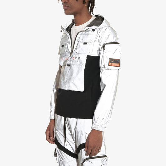 J03. SILVER (REFLECTIVE) PULLOVER WINDBREAKER