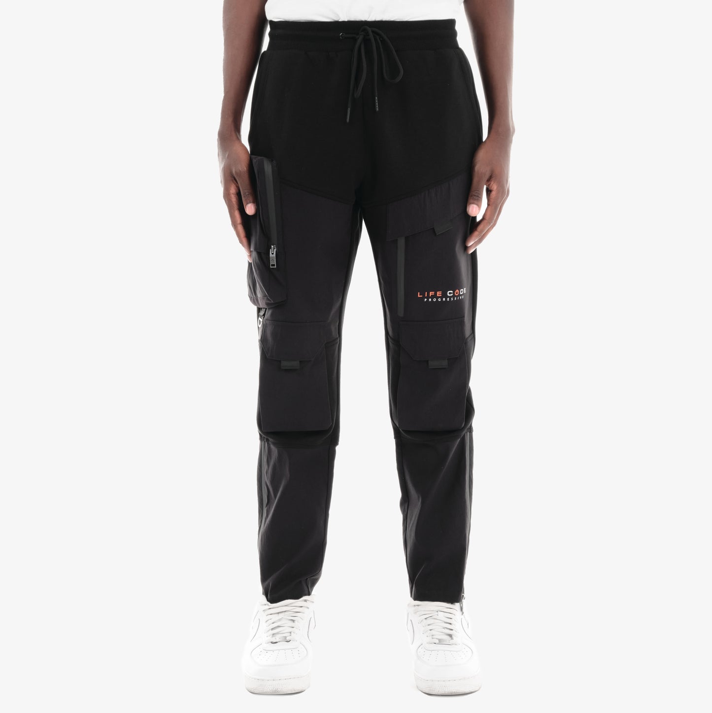 P32. BLACK UTILITY TECH FLEECE PANTS