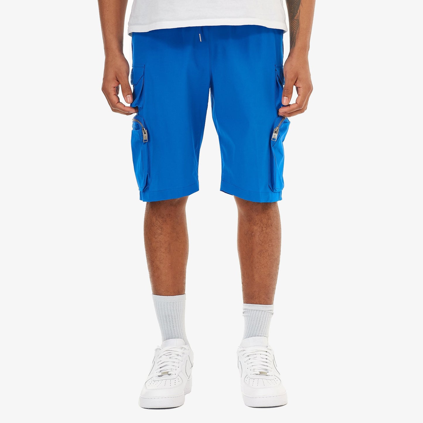 P51. ROYAL BLUE NYLON SHORTS W/ CARGO POCKETS