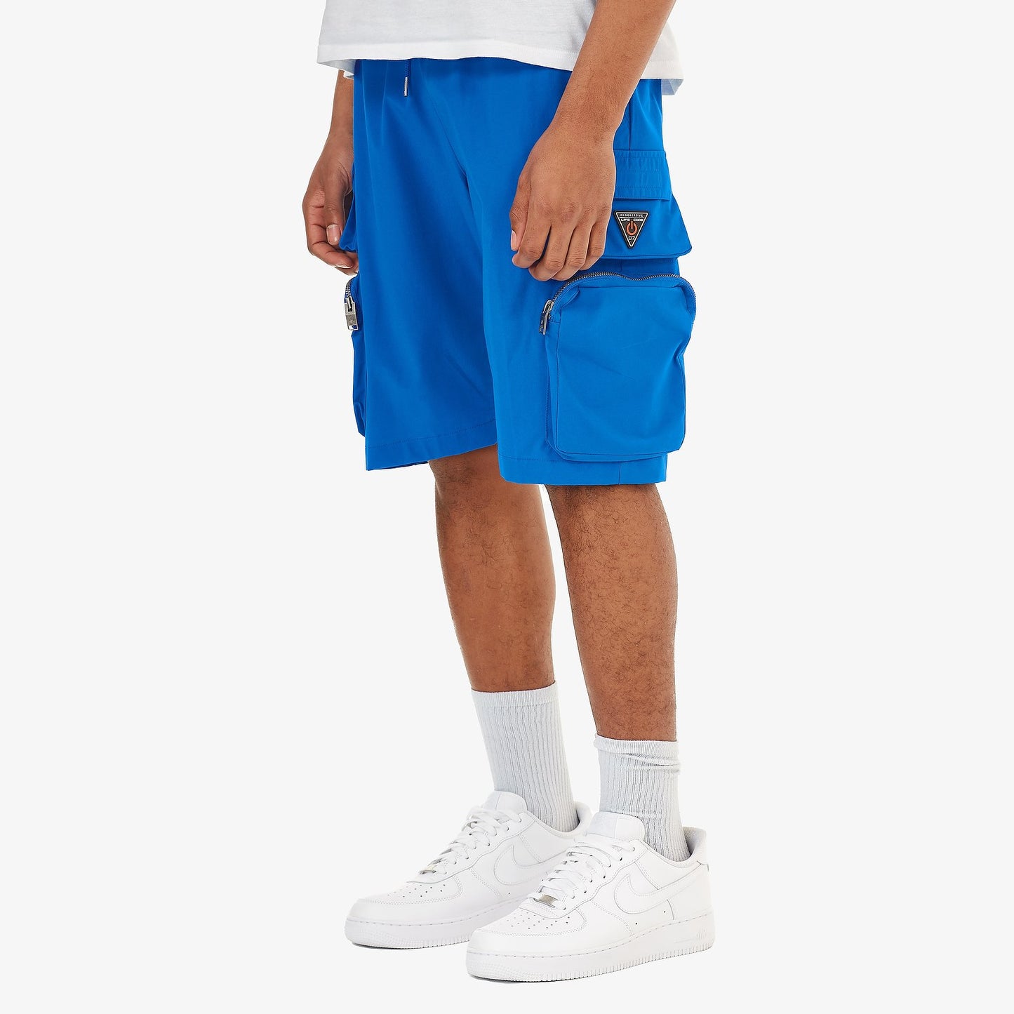 P51. ROYAL BLUE NYLON SHORTS W/ CARGO POCKETS