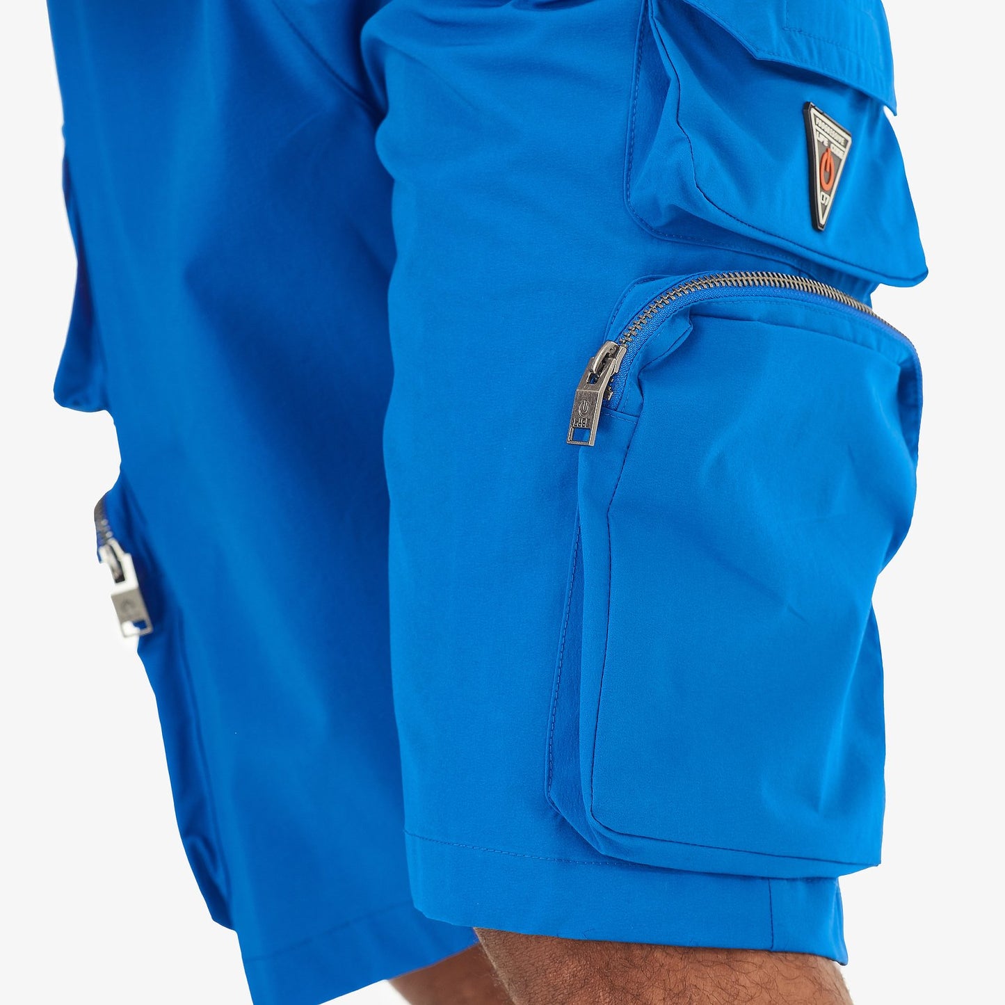 P51. ROYAL BLUE NYLON SHORTS W/ CARGO POCKETS