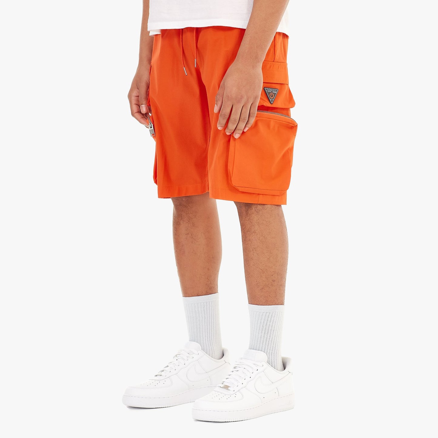 P51. ORANGE NYLON SHORTS W/ CARGO POCKETS
