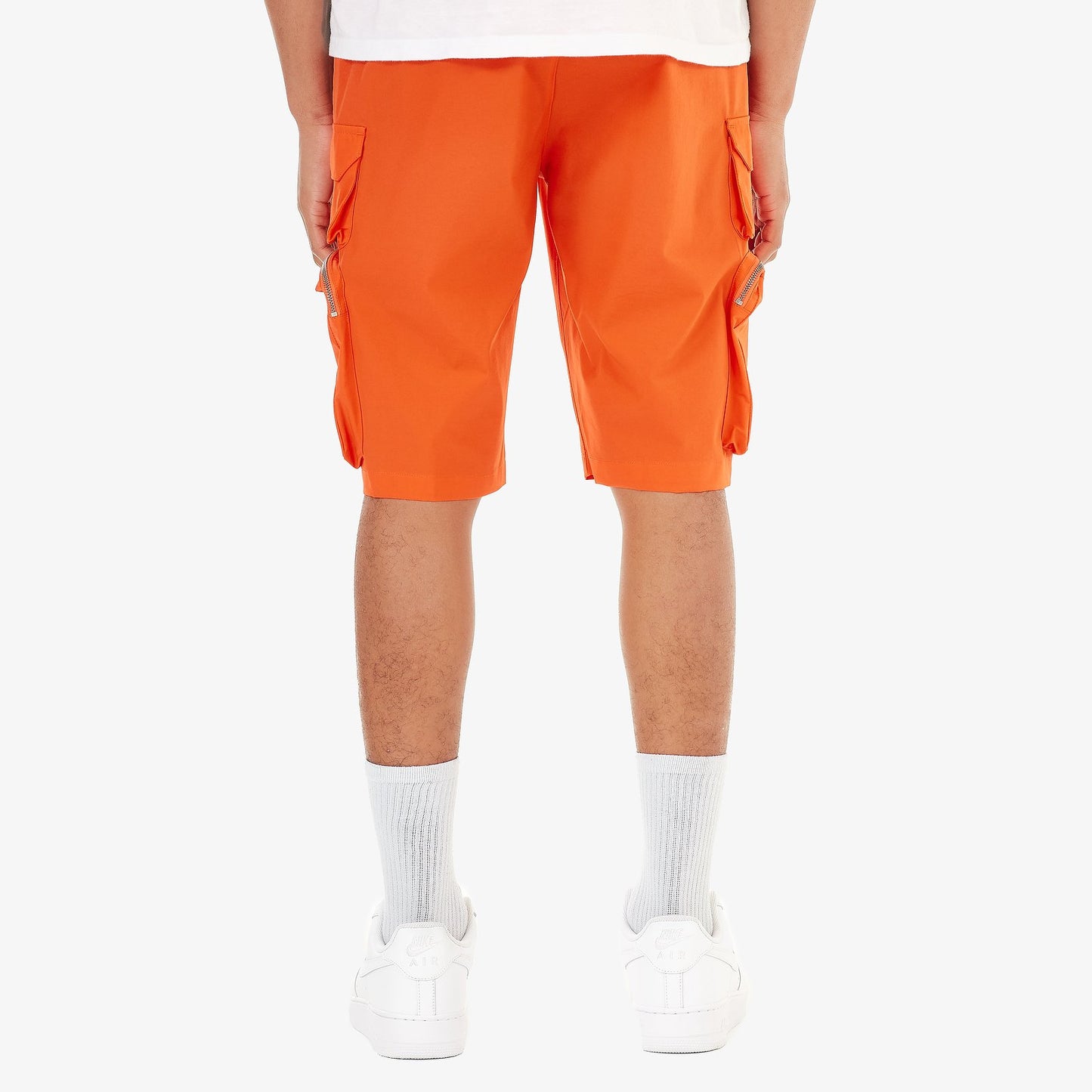 P51. ORANGE NYLON SHORTS W/ CARGO POCKETS