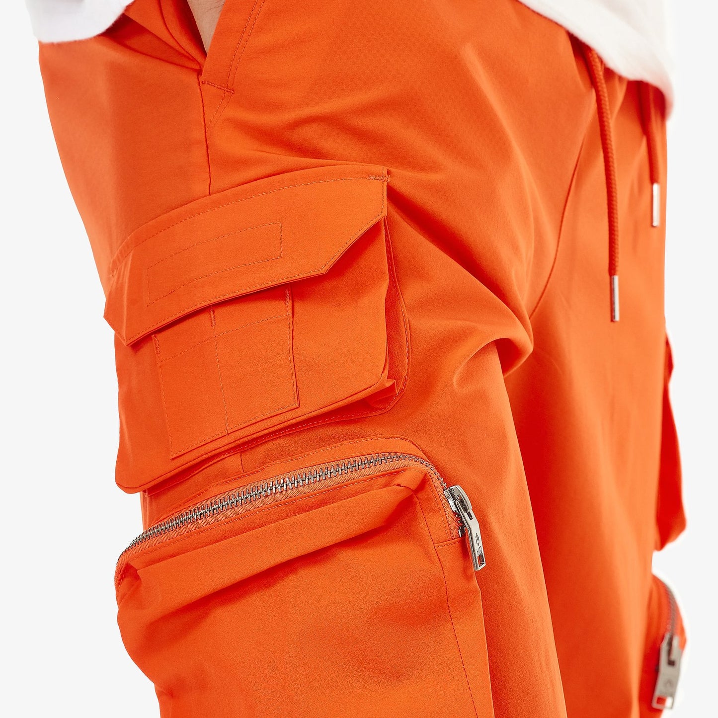P51. ORANGE NYLON SHORTS W/ CARGO POCKETS