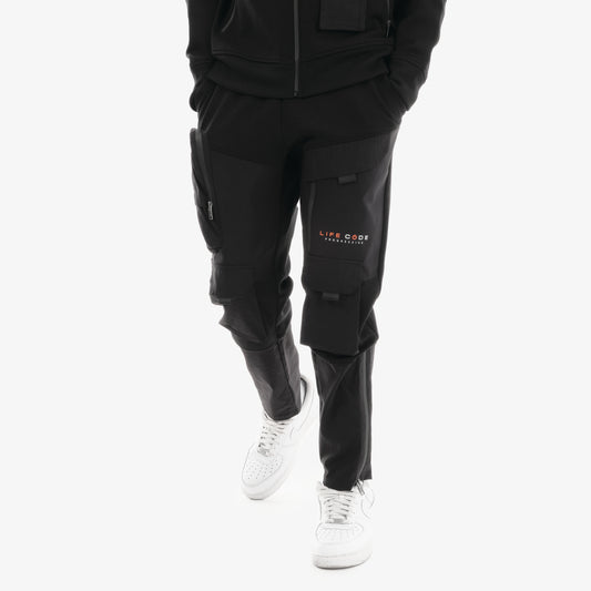 P32. BLACK UTILITY TECH FLEECE PANTS
