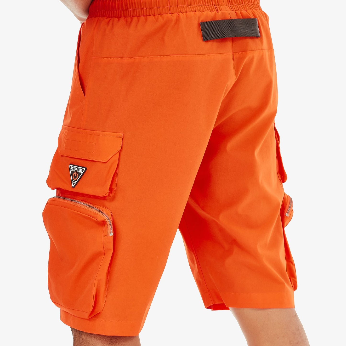P51. ORANGE NYLON SHORTS W/ CARGO POCKETS
