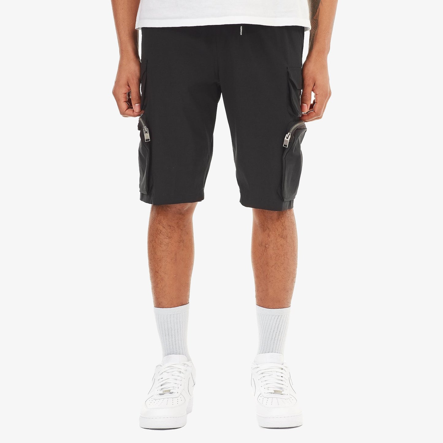 P51. BLACK NYLON SHORTS W/ CARGO POCKETS