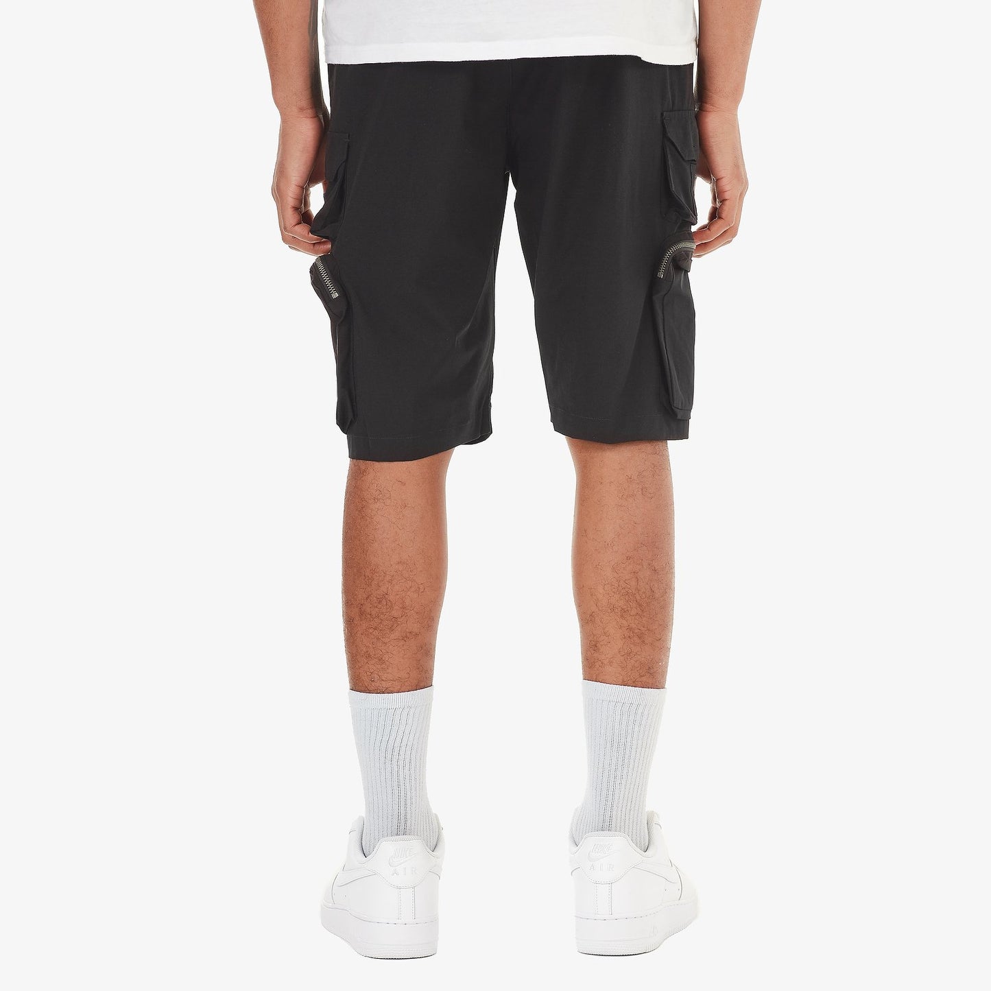 P51. BLACK NYLON SHORTS W/ CARGO POCKETS