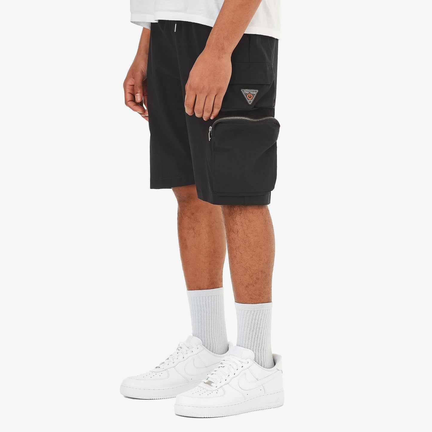 P51. BLACK NYLON SHORTS W/ CARGO POCKETS