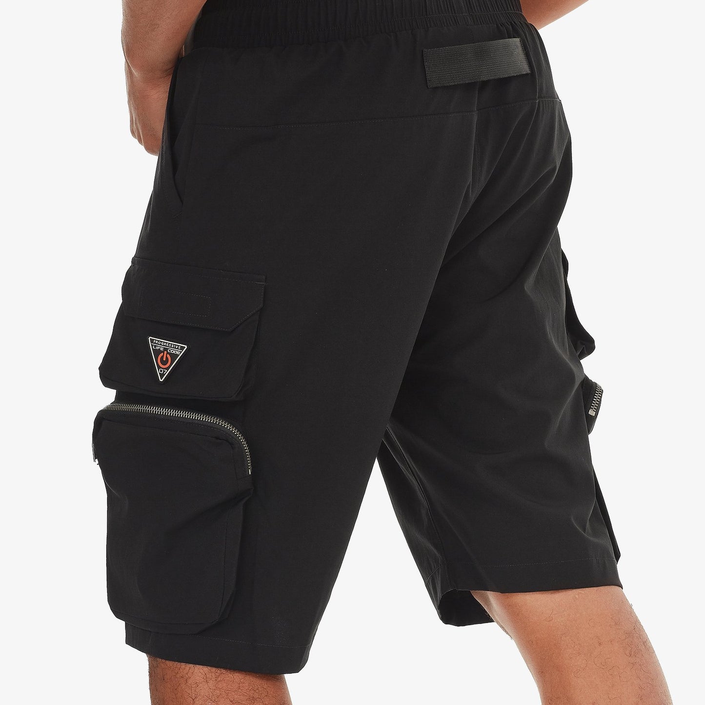 P51. BLACK NYLON SHORTS W/ CARGO POCKETS