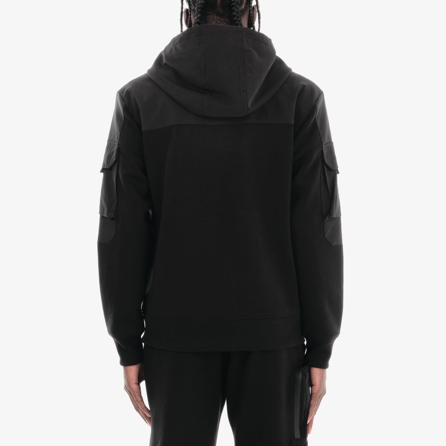 J32. BLACK FULL-ZIP UTILITY HOODIE