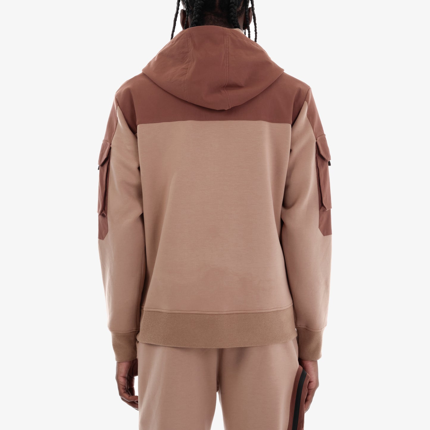 J32. MOCHA BROWN FULL-ZIP UTILITY HOODIE