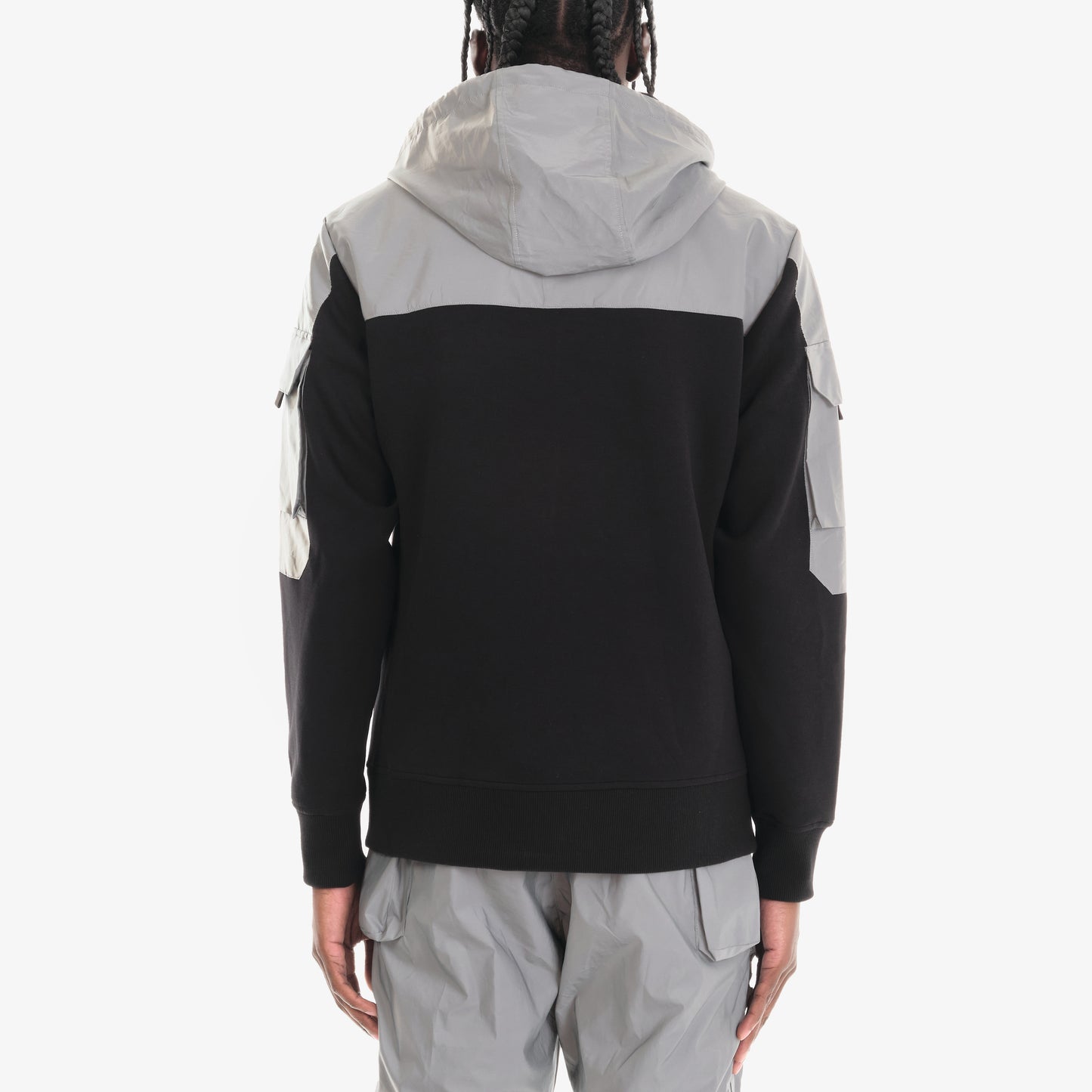 J32. SILVER REFLECTIVE FULL-ZIP UTILITY HOODIE