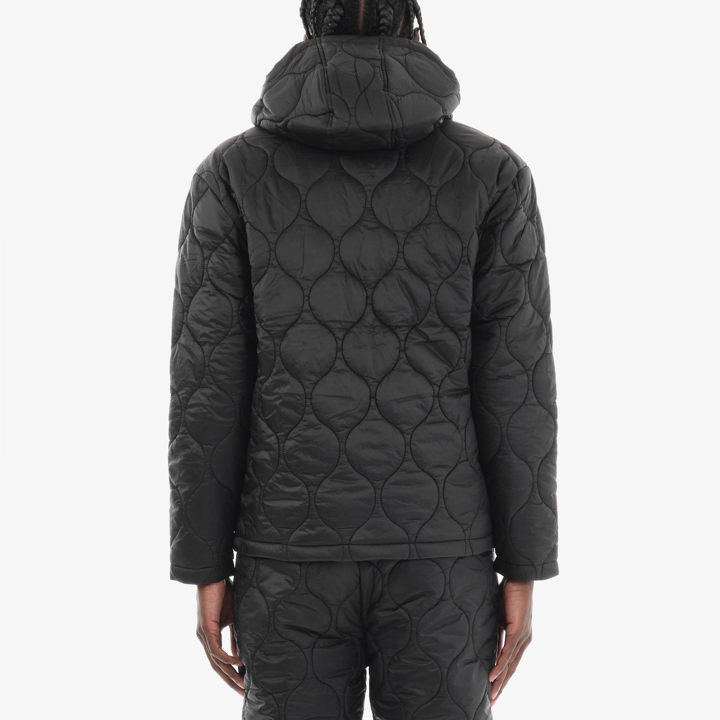 J61. BLACK FULL-ZIP QUILT JACKET