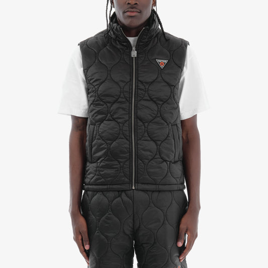 V62. BLACK FULL-ZIP QUILT VEST