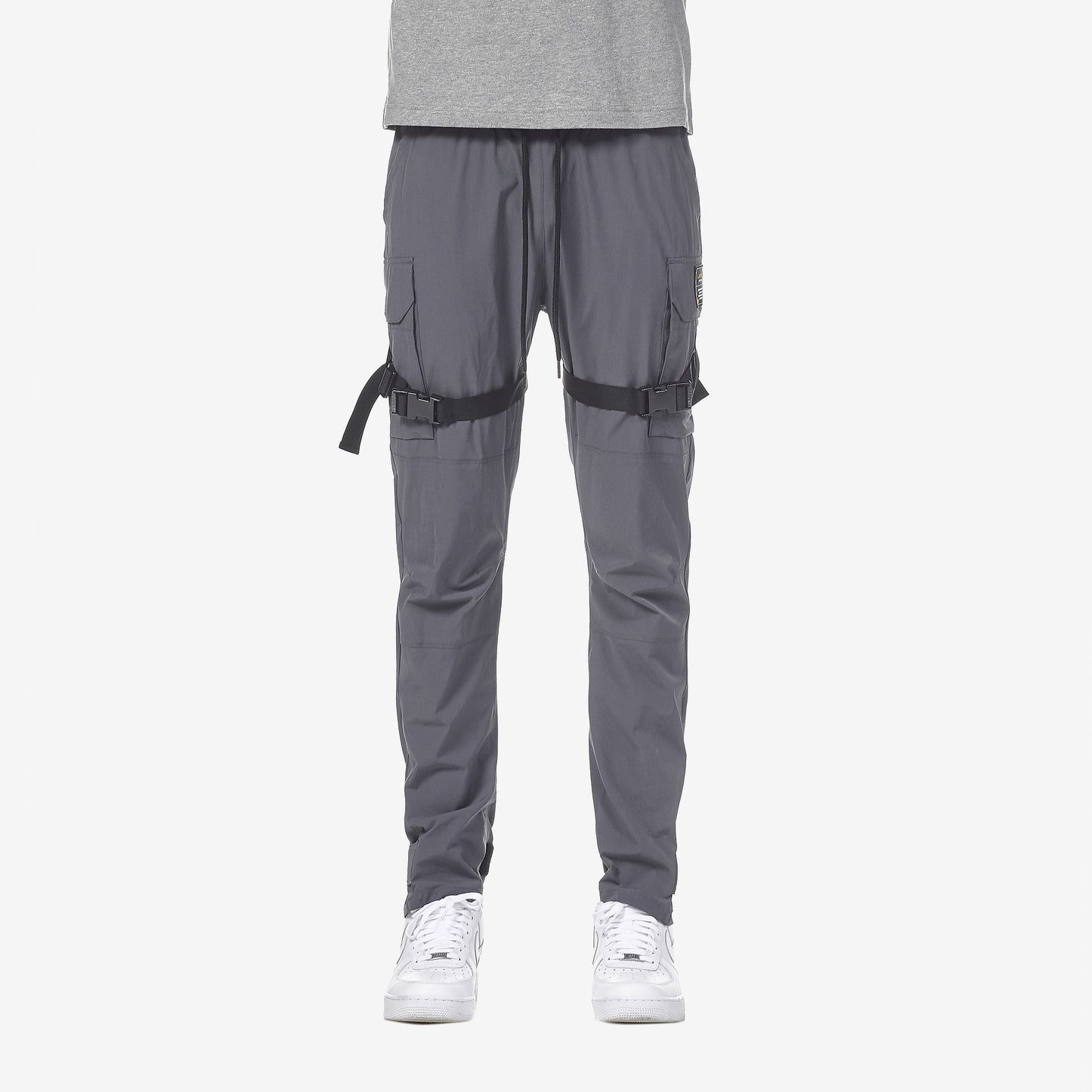 LIFE CODE GREY PANTS WITH BUCKLE & STRAPS - Copper Rivet