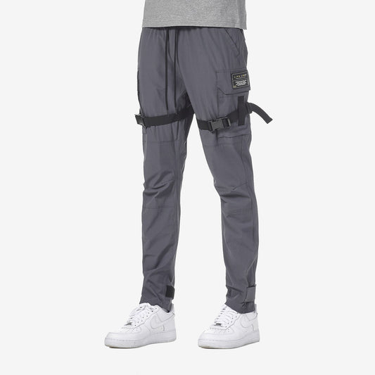 LIFE CODE GREY PANTS WITH BUCKLE & STRAPS - Copper Rivet