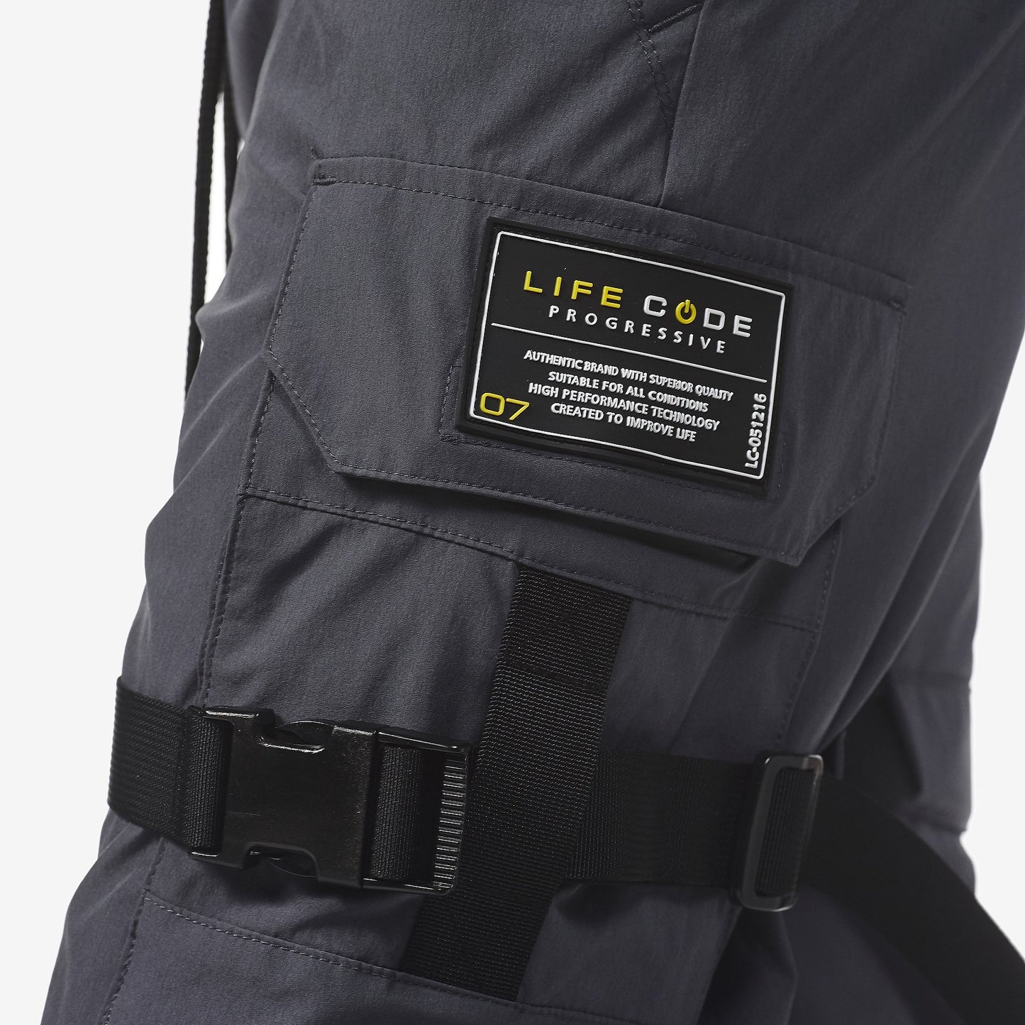 LIFE CODE GREY PANTS WITH BUCKLE & STRAPS - Copper Rivet