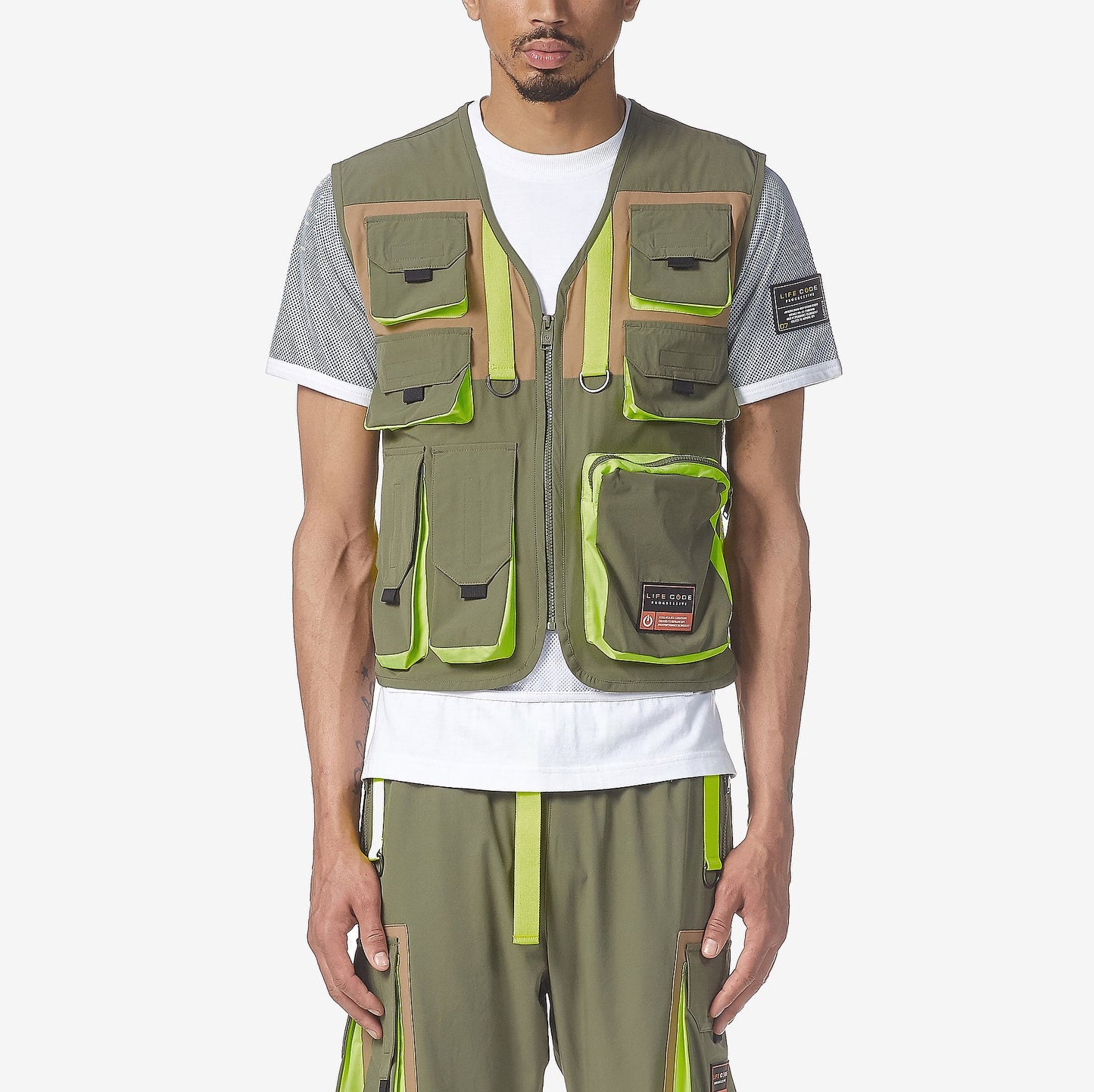 LIFE CODE OLIVE / NEON VEST - Copper Rivet