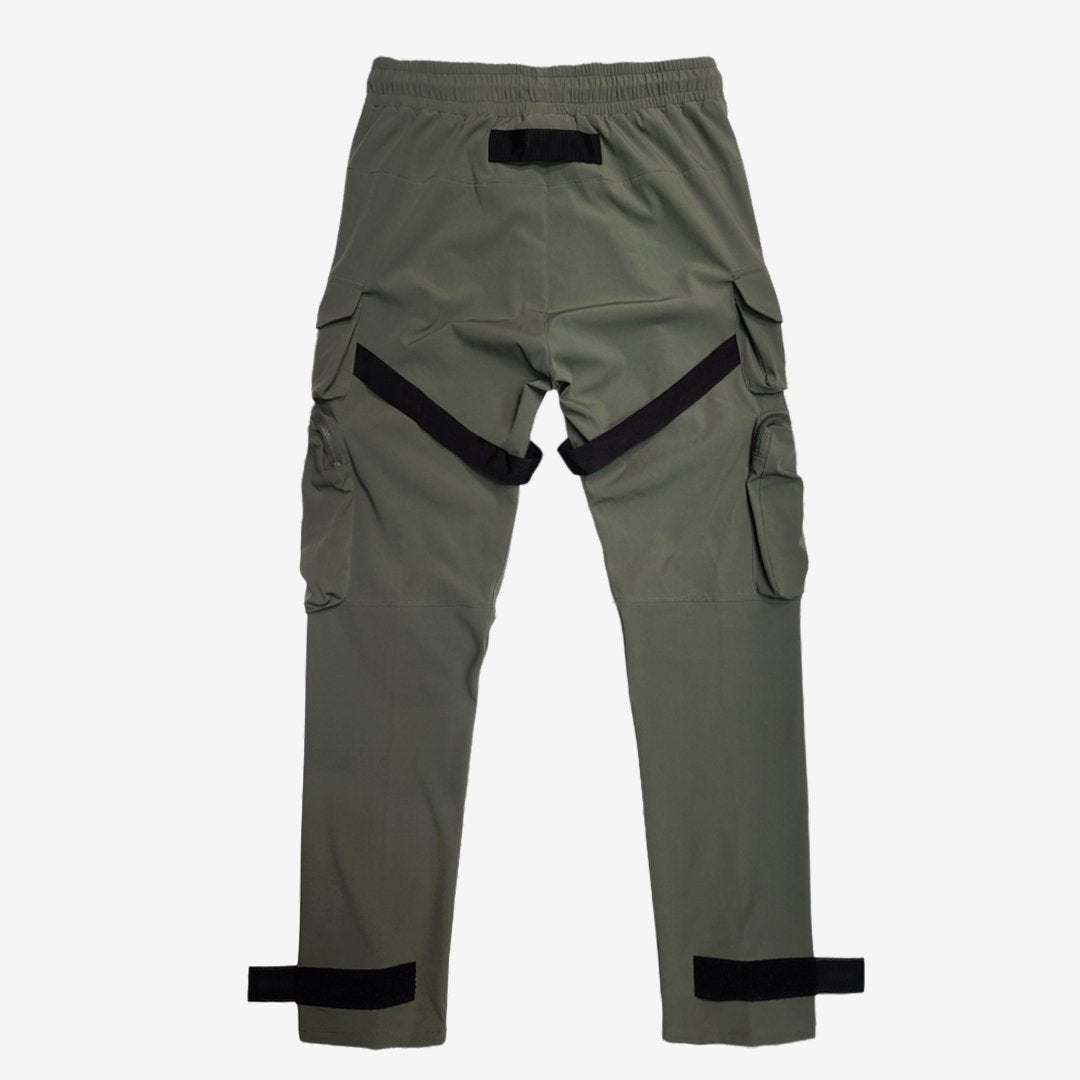 LIFE CODE OLIVE CARGO PANTS W/ STRAPS & ZIPPERS - Copper Rivet