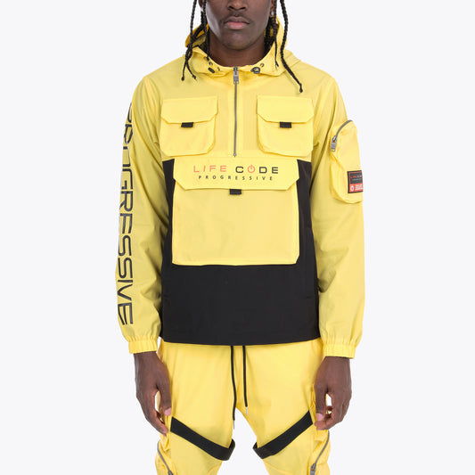 J03. YELLOW/BLACK PULLOVER WINDBREAKER