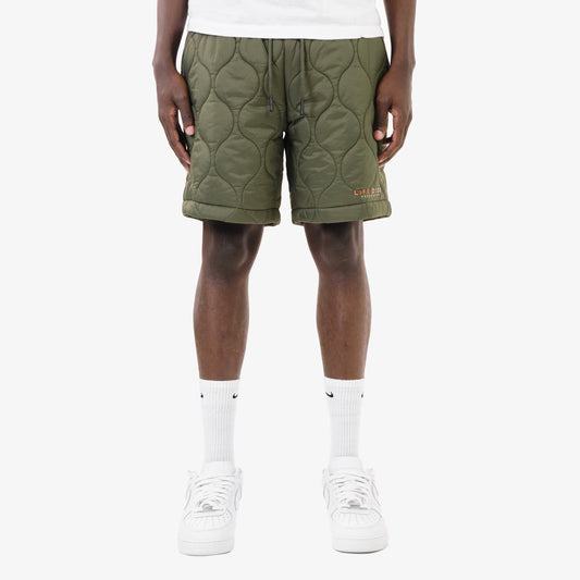 P62. OLIVE QUILT SHORTS