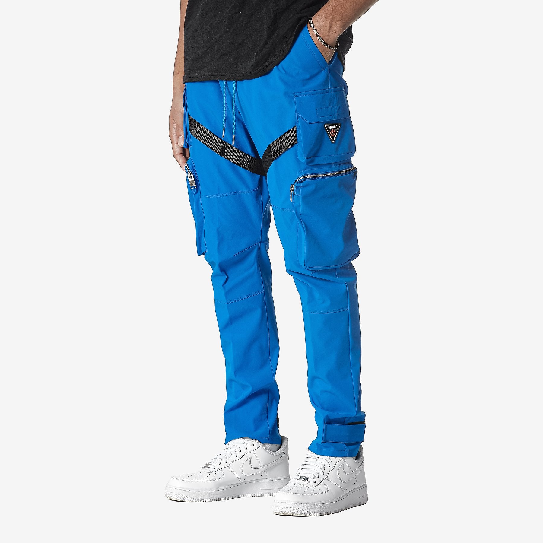 P12. ROYAL BLUE CARGO PANTS W/ STRAPS & ZIPPERS – LIFE CODE