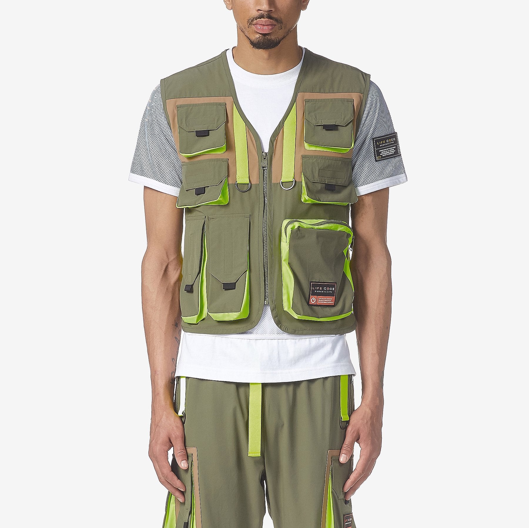 LIFE CODE OLIVE / NEON VEST - Copper Rivet