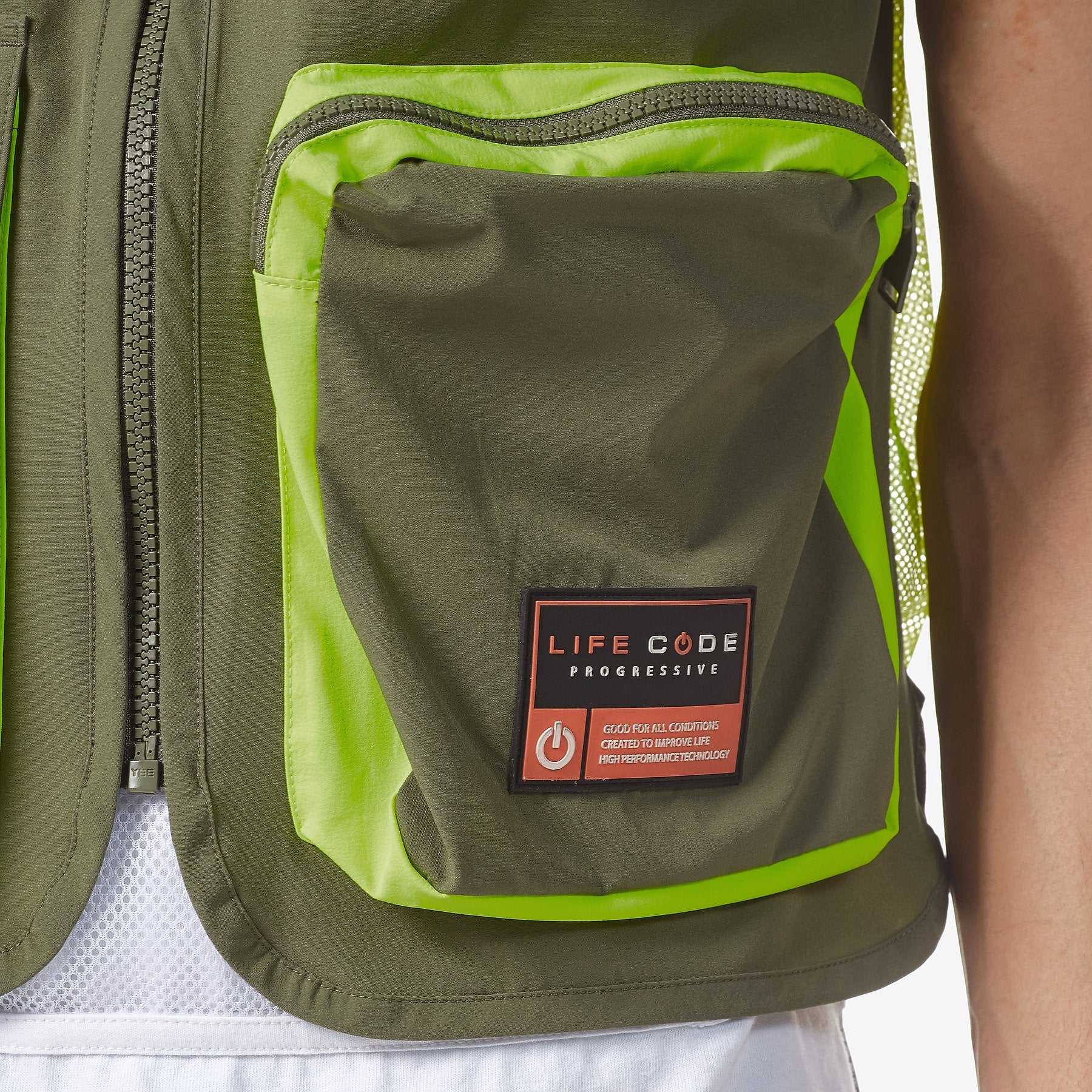 LIFE CODE OLIVE / NEON VEST - Copper Rivet
